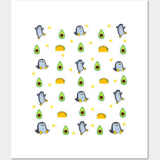 Tacos avocado face mask, Penguin face mask for Kids. Posters and Art